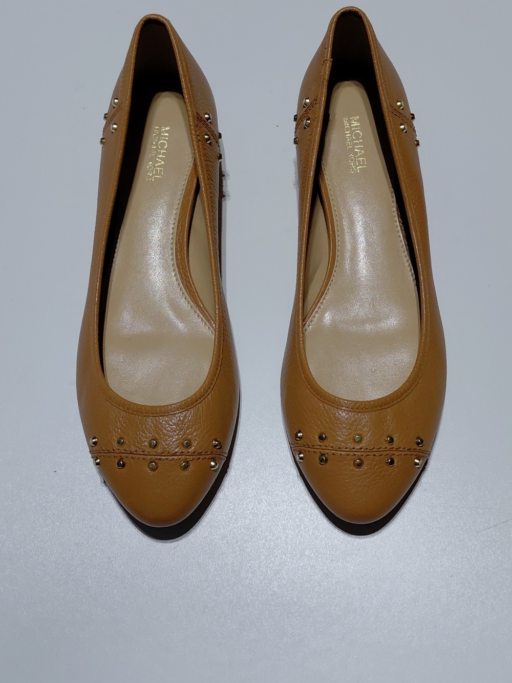 MICHAEL Michael Kors Women's  Cognac  Leather Studded Ballet Flats Size 7M